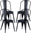Black Metal Stackable Dining Chairs Set of 4 R920