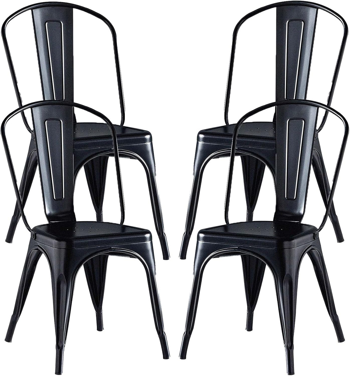 Black Metal Stackable Dining Chairs Set of 4 R920