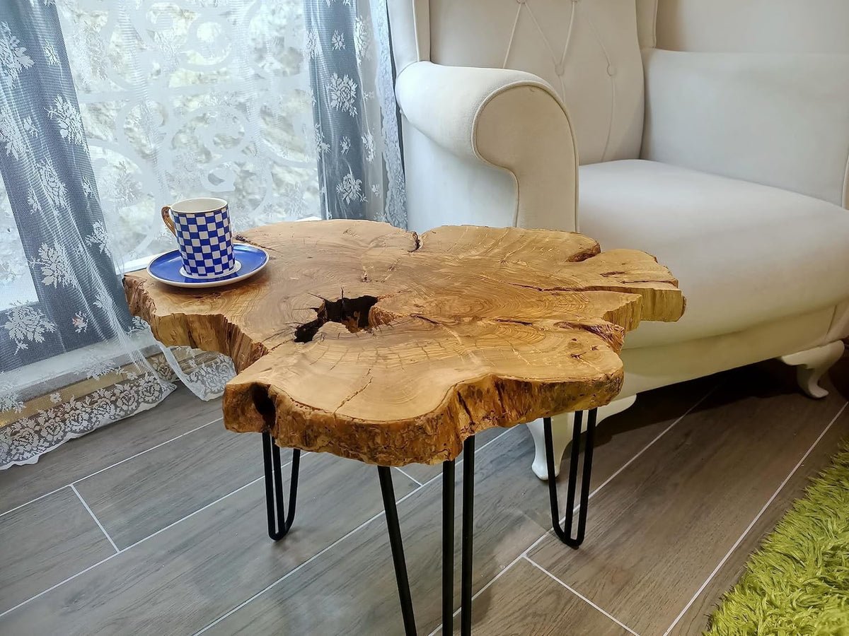 Olive 24" Live Edge Side Table with Black Legs F2194
