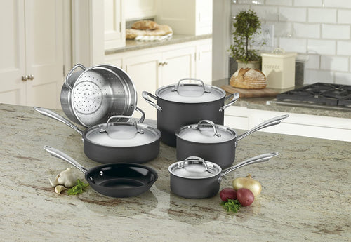 10 Pc Hard Anodized Non Stick Cookware Set H5004