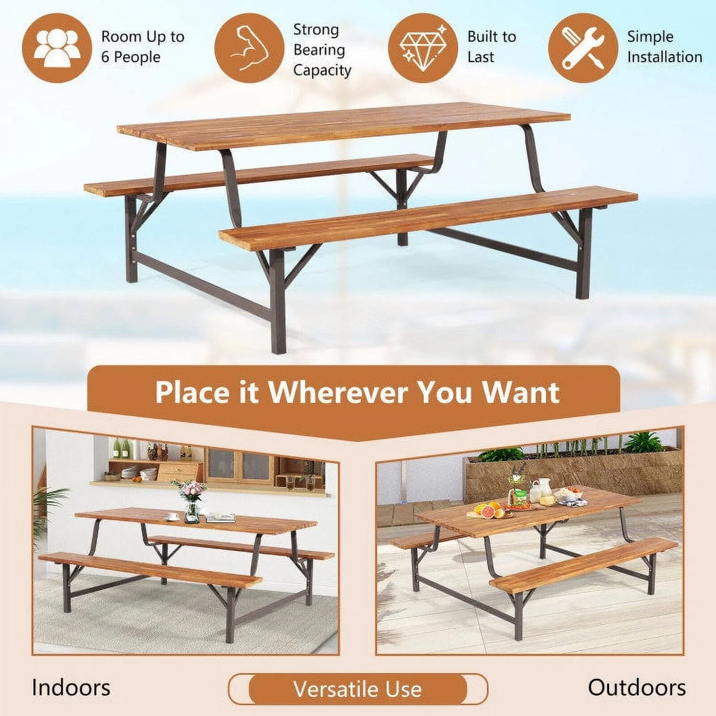 6-Person Outdoor Picnic Table and Bench Set M1778