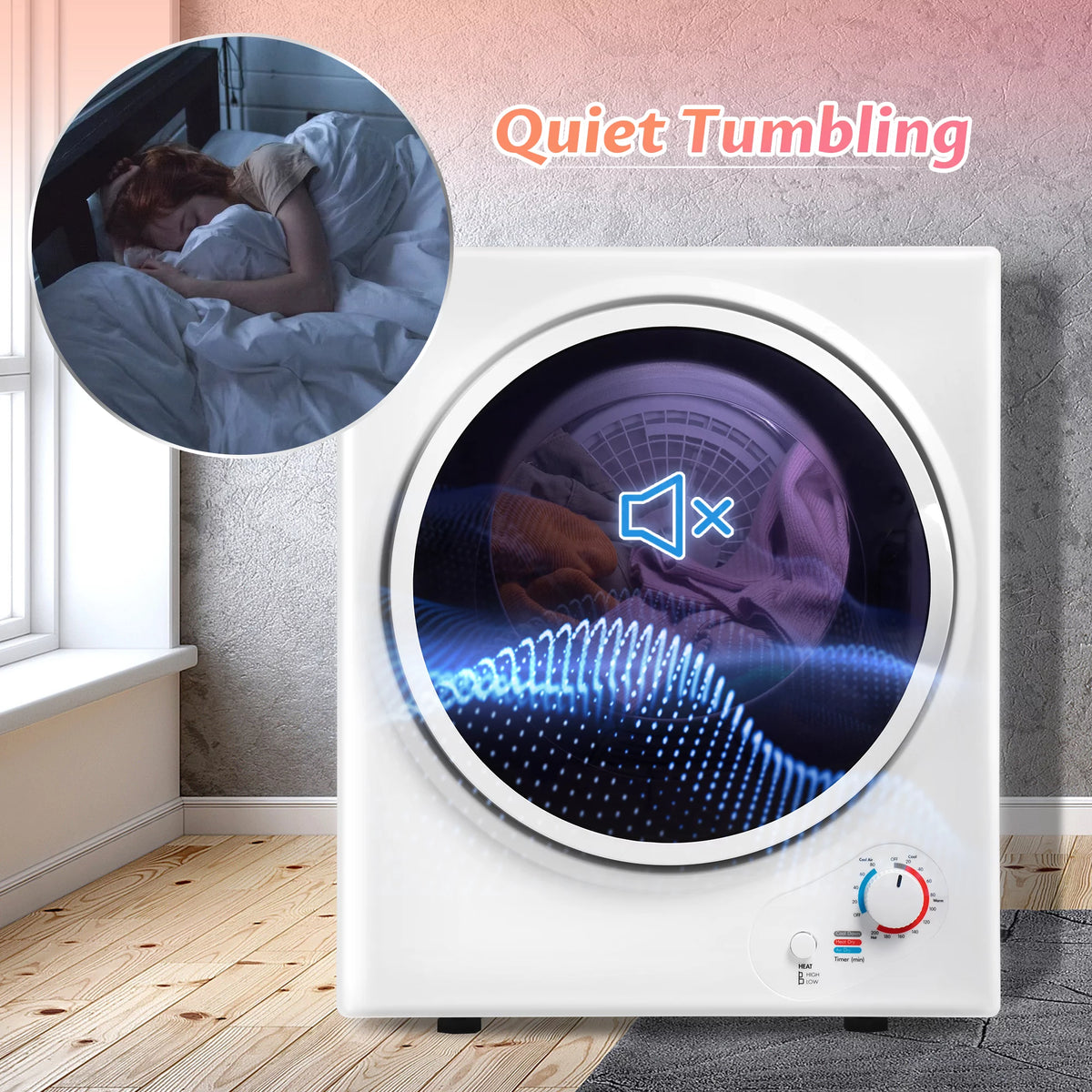 850W Portable Front Load Electric Clothes Dryer with 5 Drying Modes Y5778