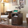 20" Farmhouse Wood End Table with Charging Station Q9462