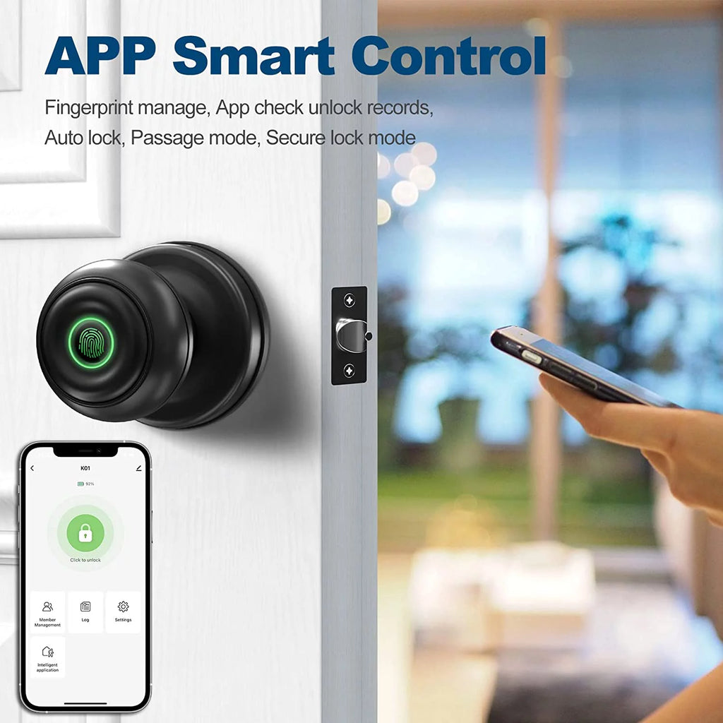 Smart Fingerprint Door Lock with App Control, Black Q743