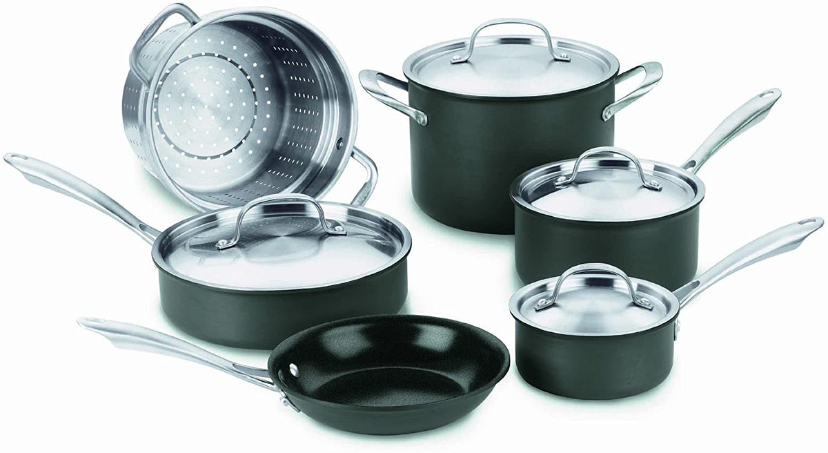 10 Pc Hard Anodized Non Stick Cookware Set H5004