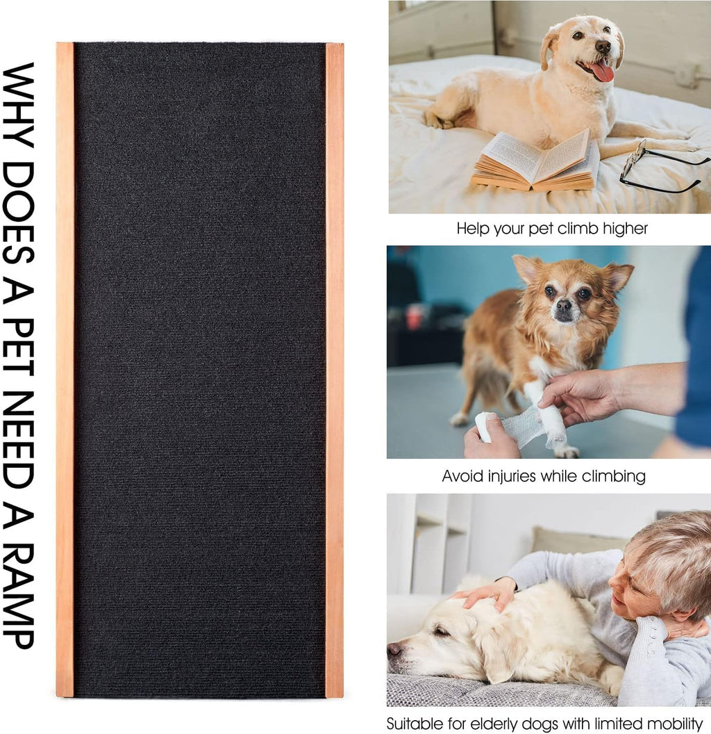 Height Adjustable Wooden Pet Ramp with Non Slip Carpet, Pack of 2 C892
