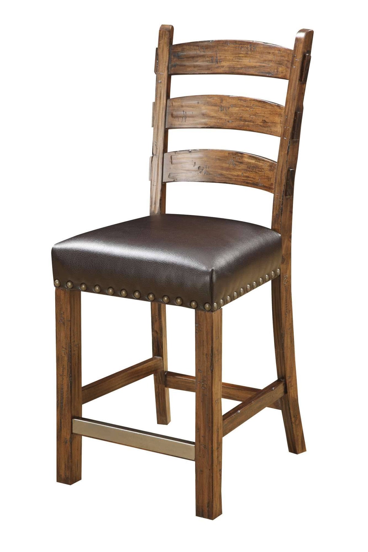 Brown Bonded Leather Upholstered Barstool, 2 Pack P925492