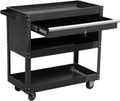 Black 3-Tier Tool Cart with Wheels and Drawers X89796