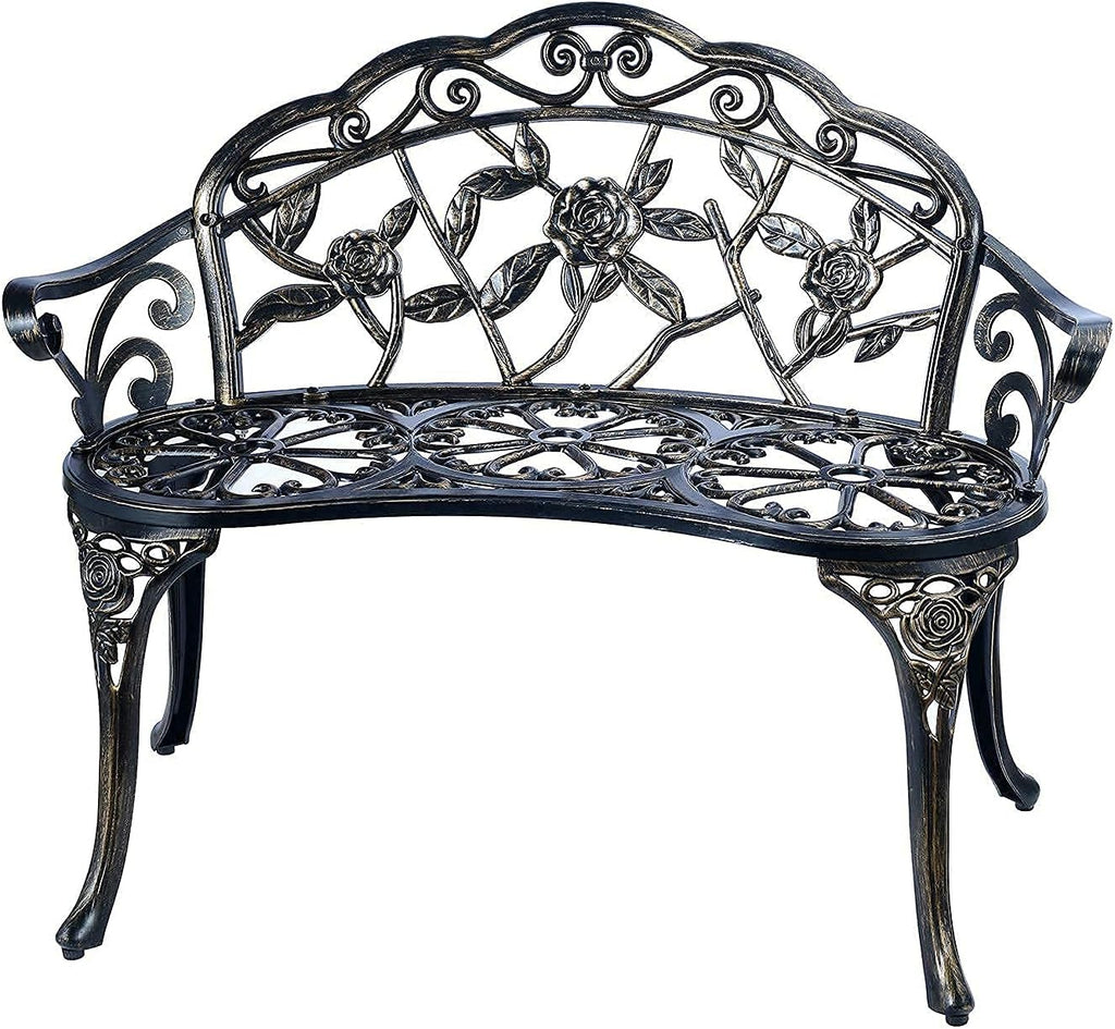 White Cast Aluminum Outdoor Bench U94825