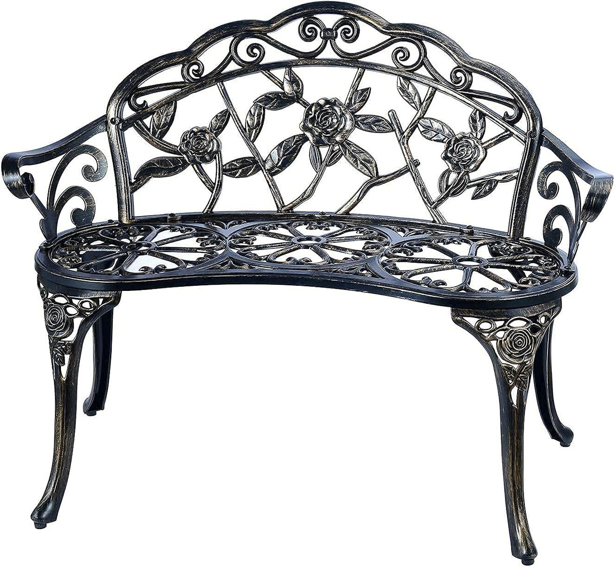 White Cast Aluminum Outdoor Bench U94825