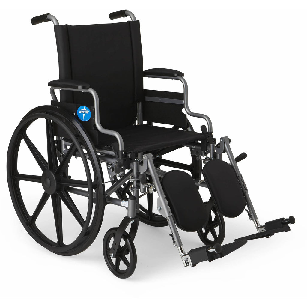 Lightweight Wheelchair with 18 Wide Seat, Desk-Length Arms, Elevating Leg Rests V3323