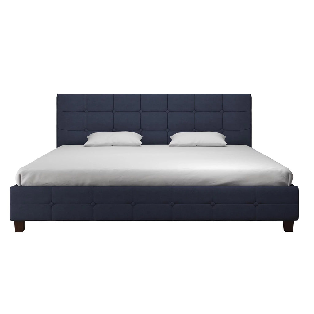 Black Linen King Upholstered Platform Bed Frame F760329