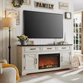 White TV Stand with Electric Fireplace I8150