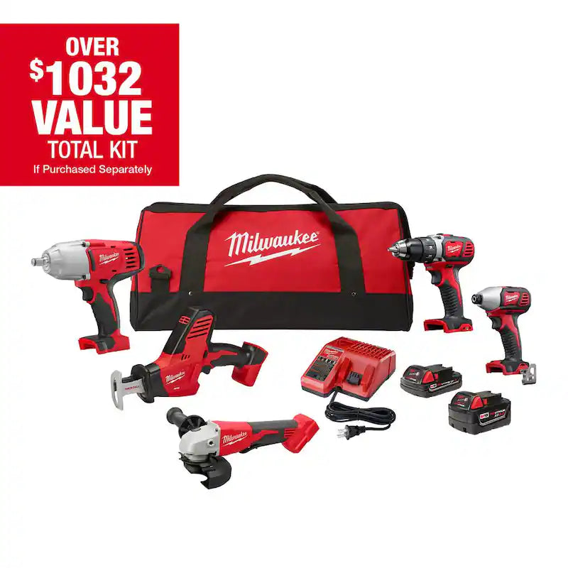 18-Volt Lithium-Ion Cordless Combo Kit 5-Tool with 2-Batteries, Charger and Tool Bag Y4330