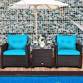 3 Pc Black Patio Rattan Furniture Set I234