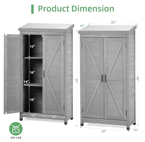 58''x30''x18'' Outdoor Wooden Storage Shed with Metal Top R345