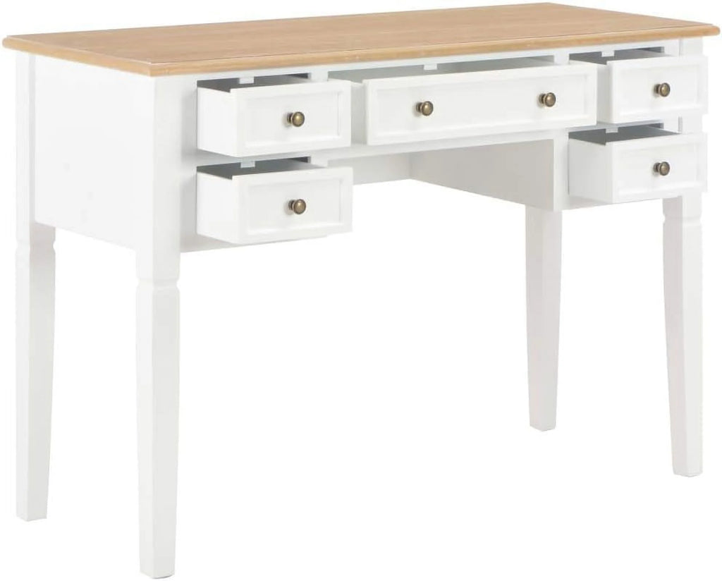Brown and White 5 Drawer Wooden Writing Desk B272183