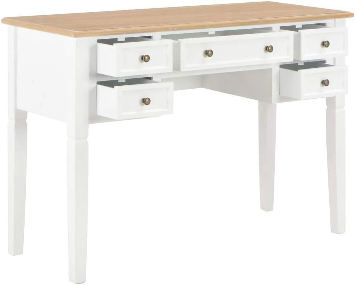 Brown and White 5 Drawer Wooden Writing Desk B272183