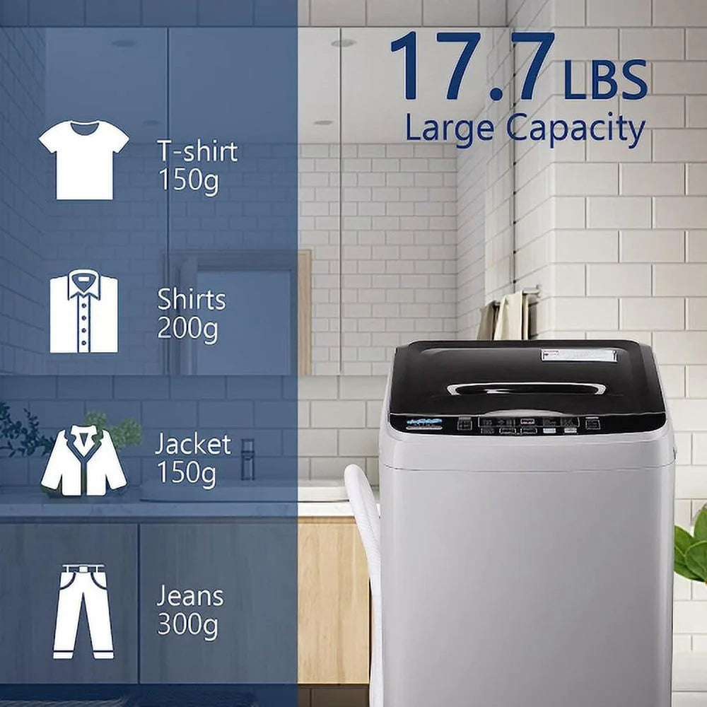 17.7 lbs Portable Compact Washing Machine with Drain Pump D758