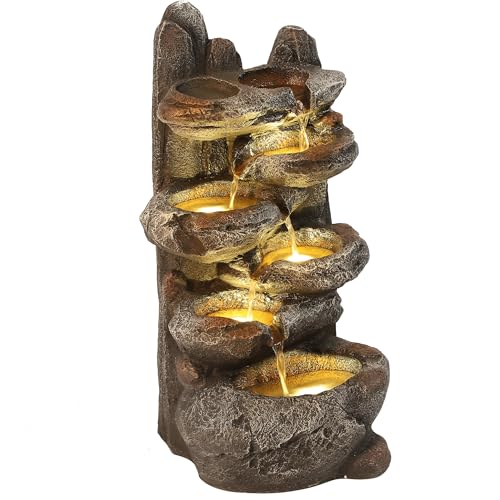 6-Tier Cascading Rock Water Fountain with Lights K9842