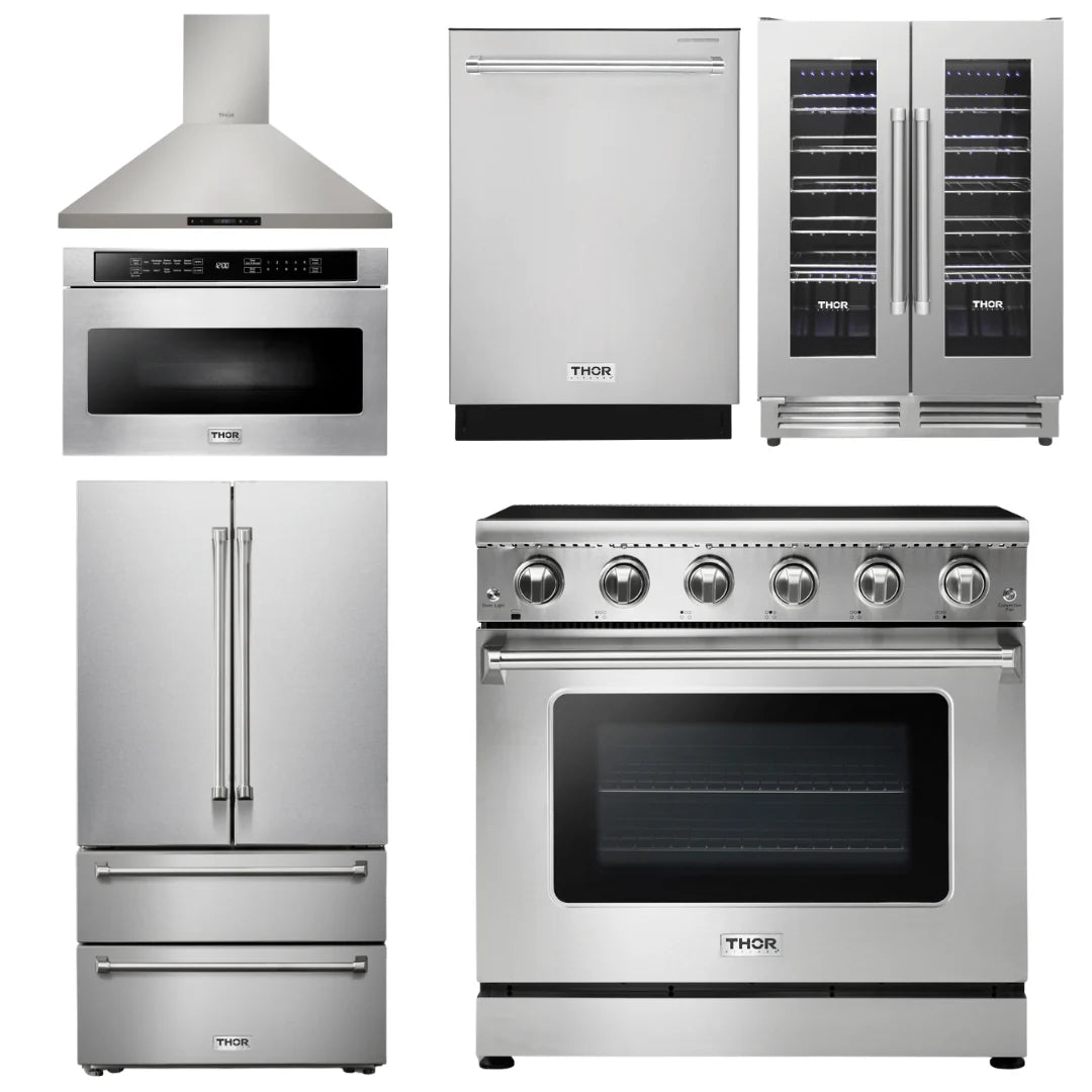 36 Electric Range, Range Hood, Microwave, Refrigerator, Dishwasher, Wine Cooler M479886