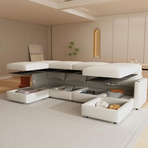 Oversized Chenille U-Shaped Modular Sectional Sofa with 2 Ottomans C738829