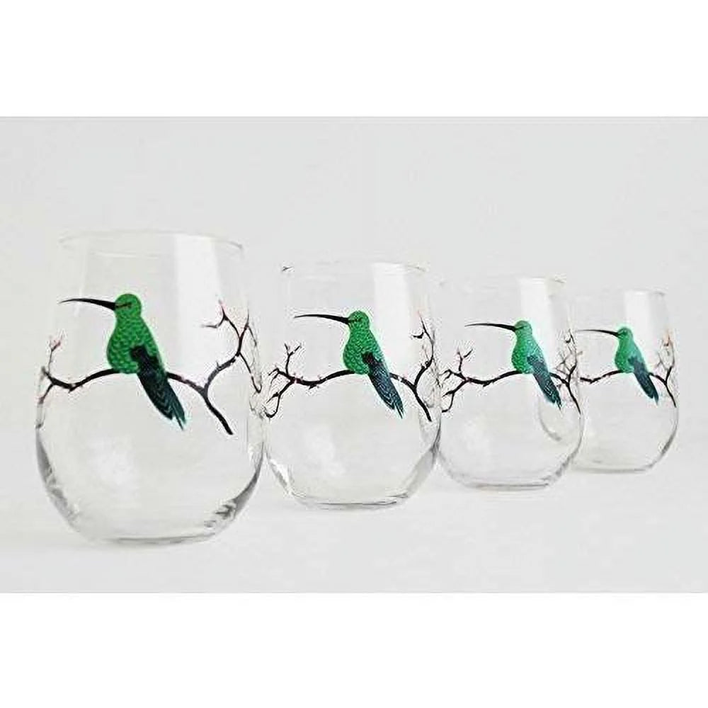 Set Of 4 Stemless Painted Glasses G985