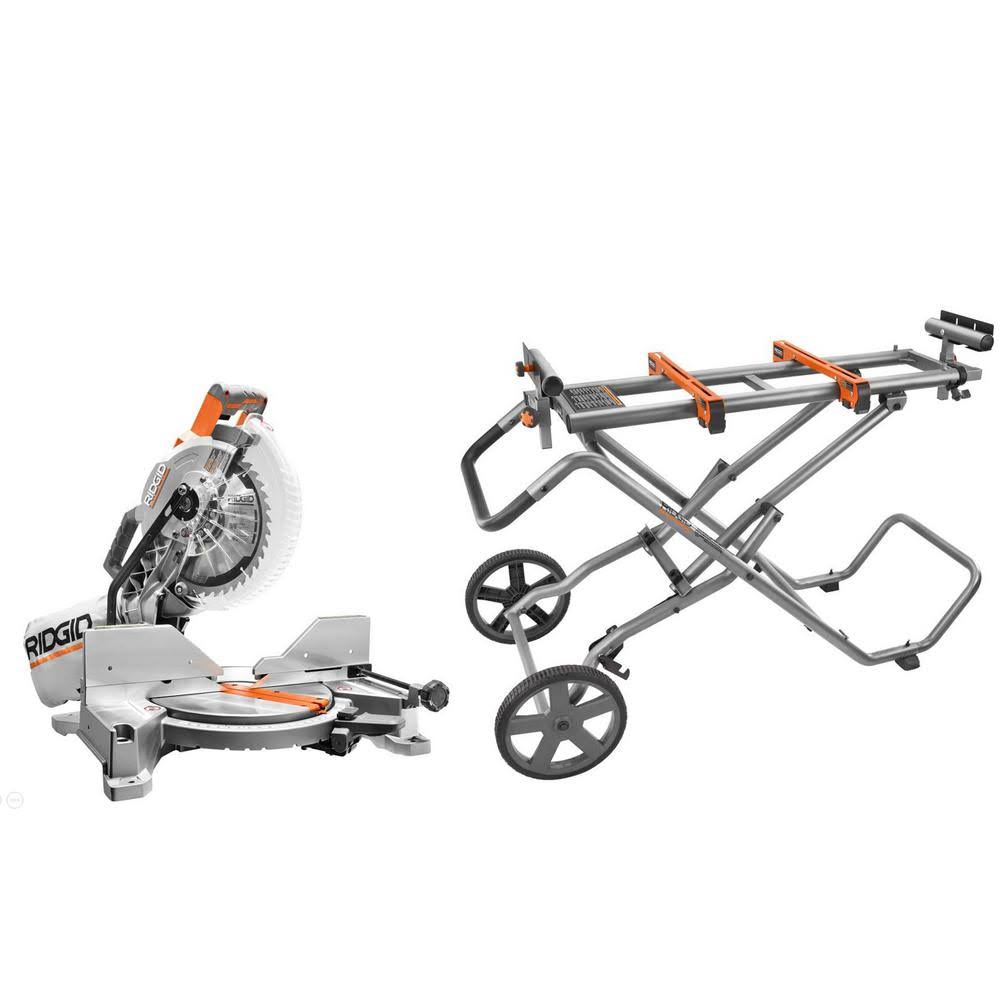 15 Amp 10 in. Dual Miter Saw with Stand Y32261