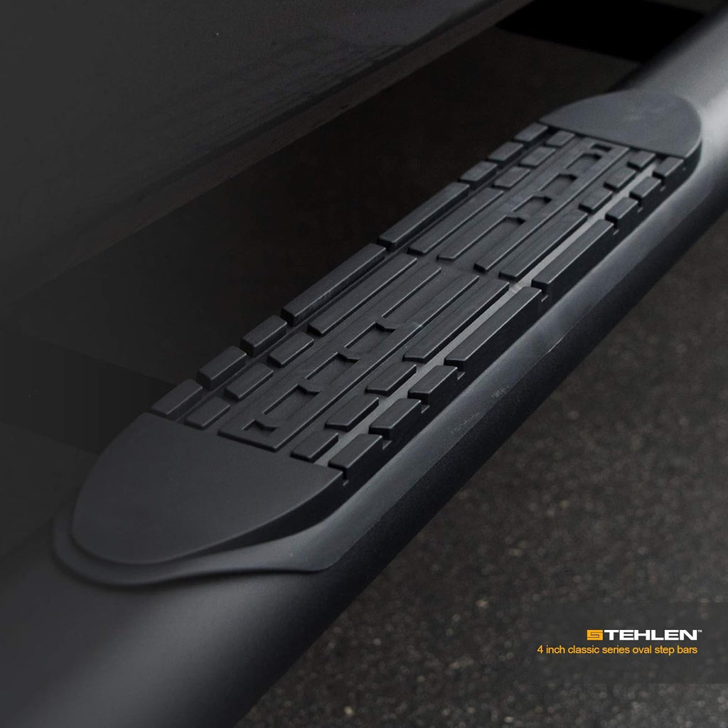 4 Oval Side Step Nerf Bars Matte Black Crew Cab L7630