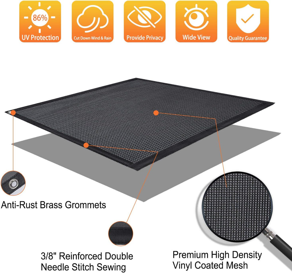 Black Mesh RV Awning Shade Screen with Zipper 19' x 9' S377924