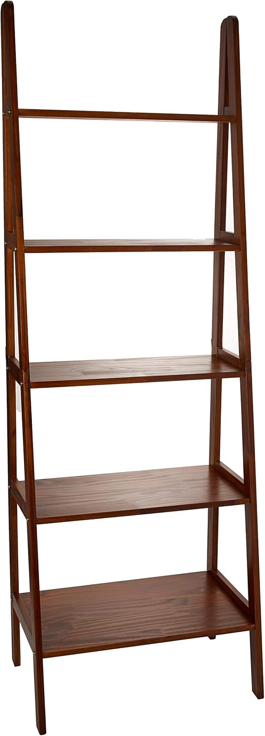 White 5-Shelf Ladder Bookcase N6656