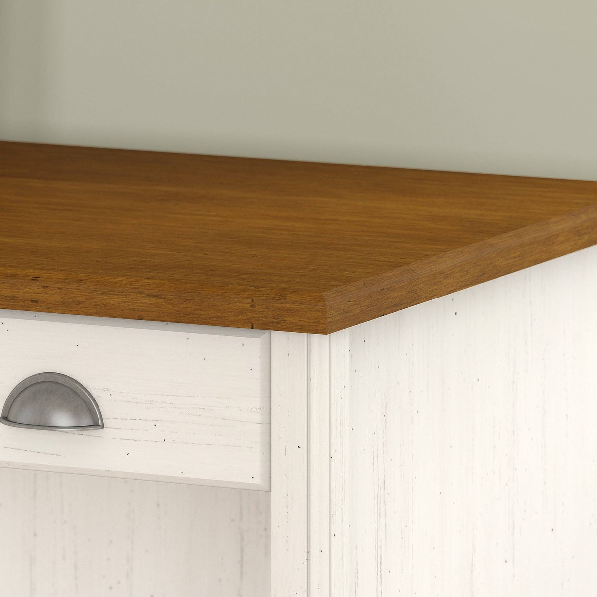 Antique White Computer Desk with 2-Drawer File Cabinet Q291406