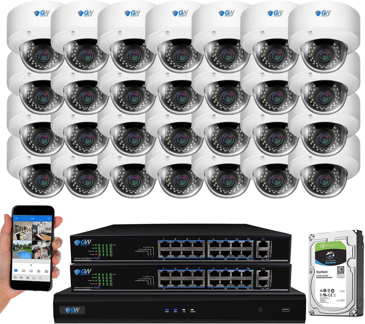 32 Channel 4K NVR 5MP Security Camera System with 32 Dome IP PoE Cameras F5420