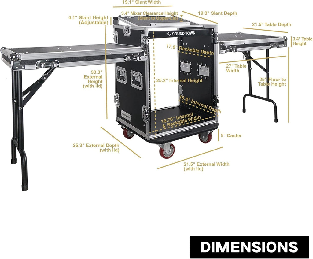 14U PA DJ Rack/Road ATA Case with 11U Slant Mixer Top Y9361