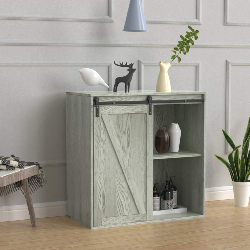Wooden Storage Cabinet with Sliding Door and 2 Layer Shelf A828205