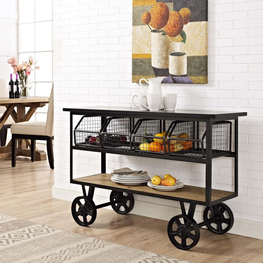 Brown Rolling Kitchen Cart W840