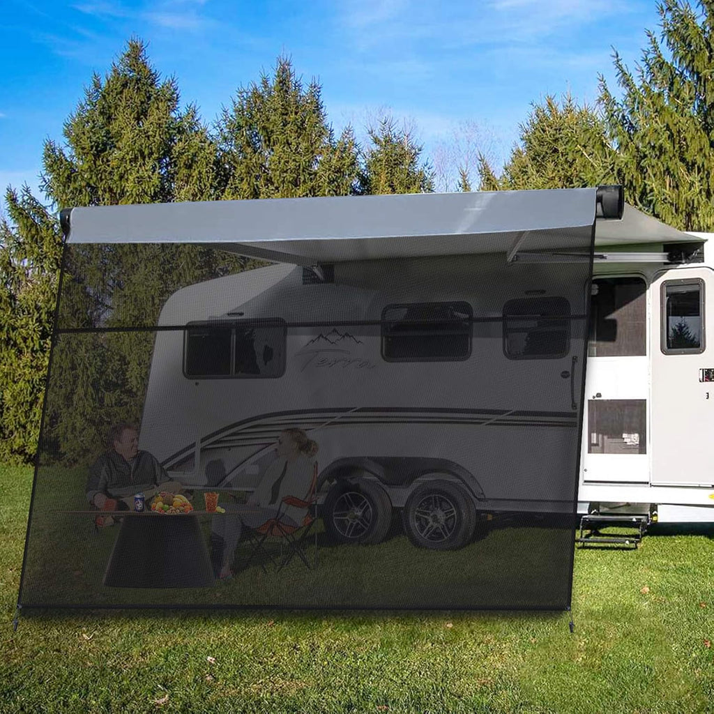 Black Mesh RV Awning Shade Screen with Zipper 19' x 9' S377924