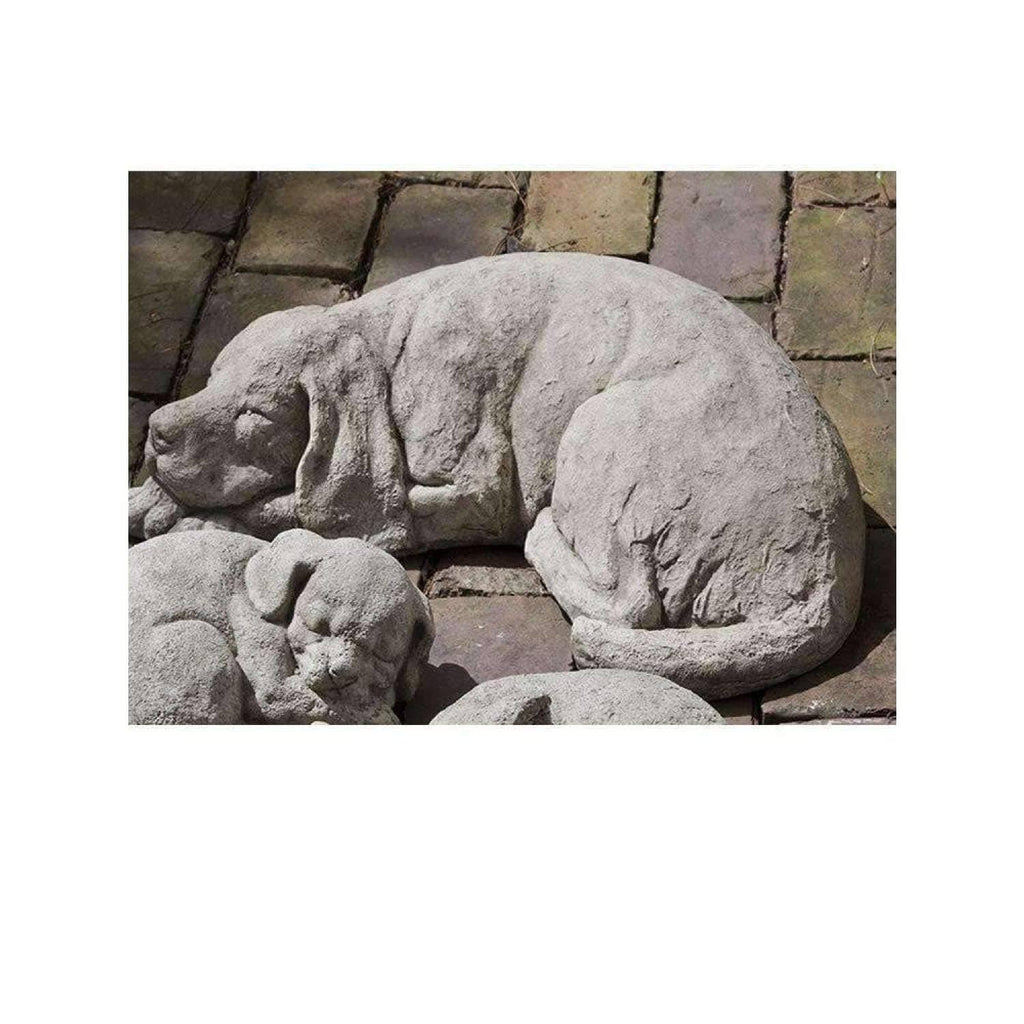 Grey Stone Reclining Dog Statue G474