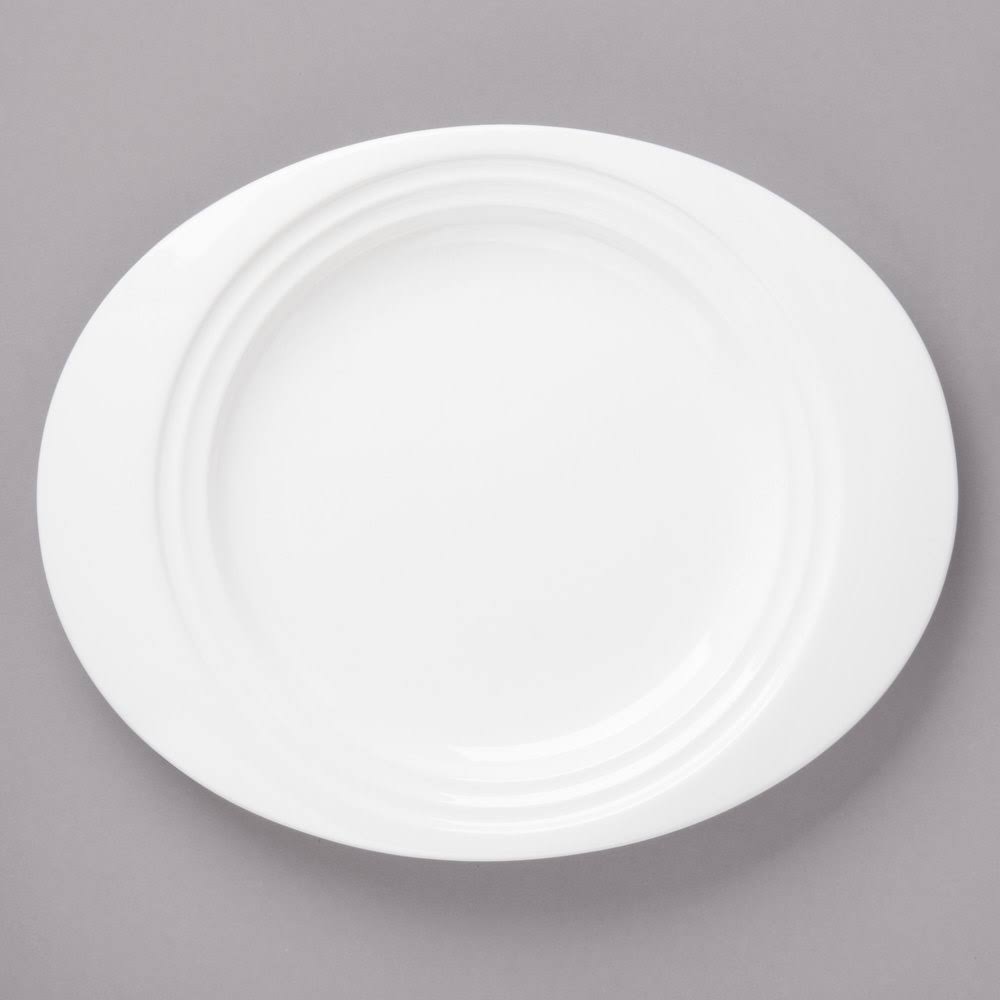 White Porcelain Oval Salad Plate - 24/Case G8514