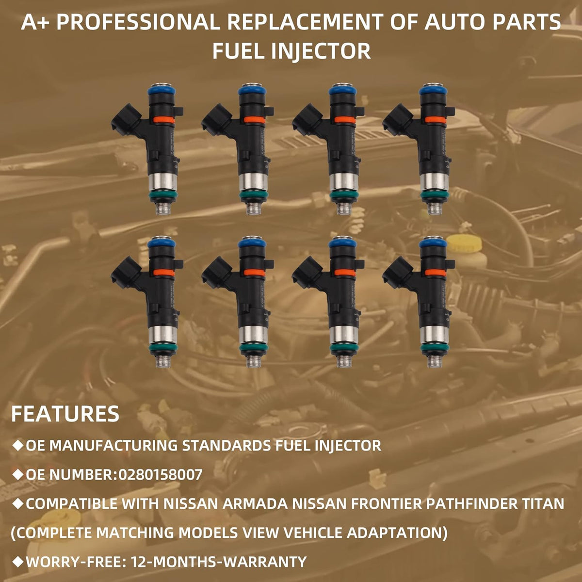 12 Holes 8 pcs Gasoline Fuel Injectors Set A2031