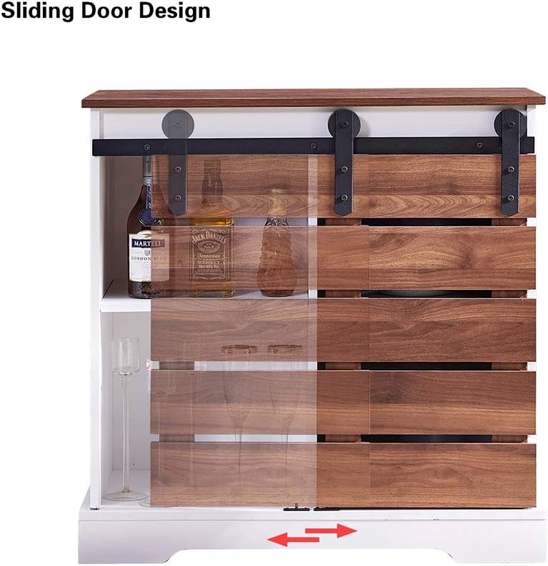 Wooden Storage Cabinet with Sliding Door and 2 Layer Shelf A828205