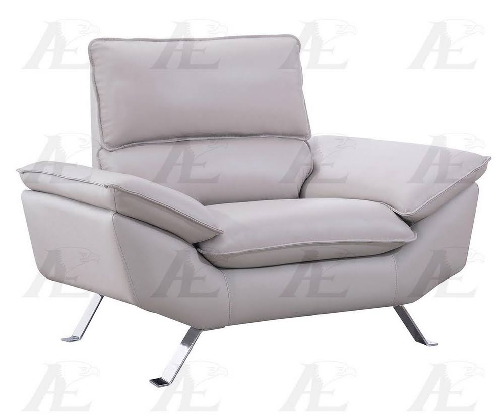 Light Grey Genuine Leather Chair Y51617