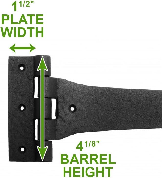 Black 18 Inches Wrought Iron Door Hinges Pack of 2 E620126