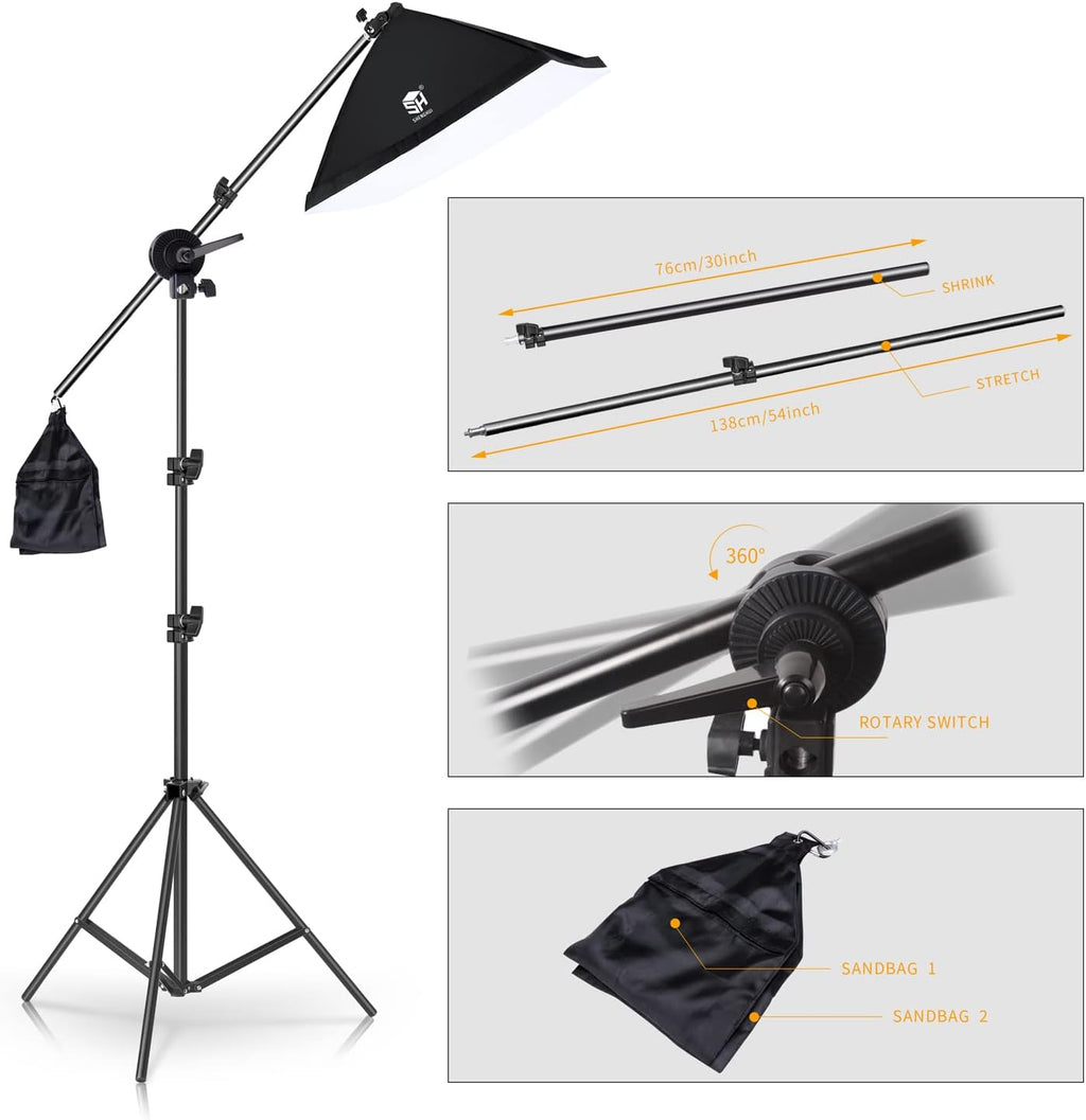 Photography Studio Lighting Kit with Softbox and 3 PCS 5500K Bulbs T366