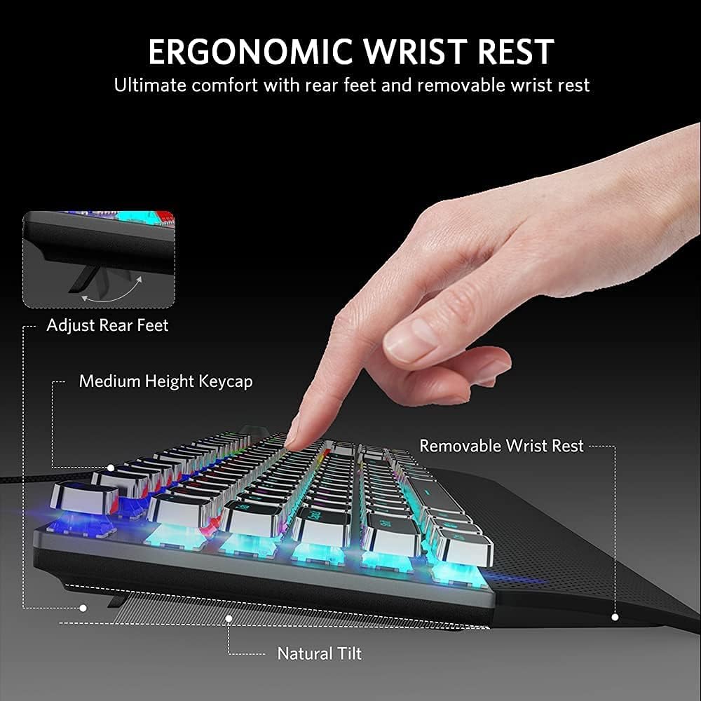 Retro Mechanical Gaming Keyboard with Wrist Rest and RGB Backlit L859