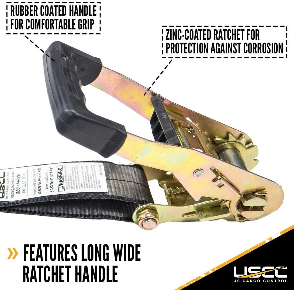 2 Inch x 30 Foot Ratchet Strap with Double J Hooks 4 Pack R4609