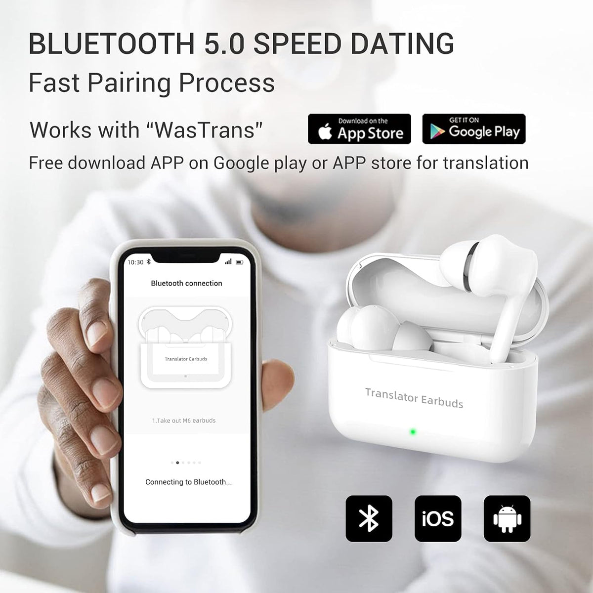 Wireless Translator Earbuds with 72 Languages J9328