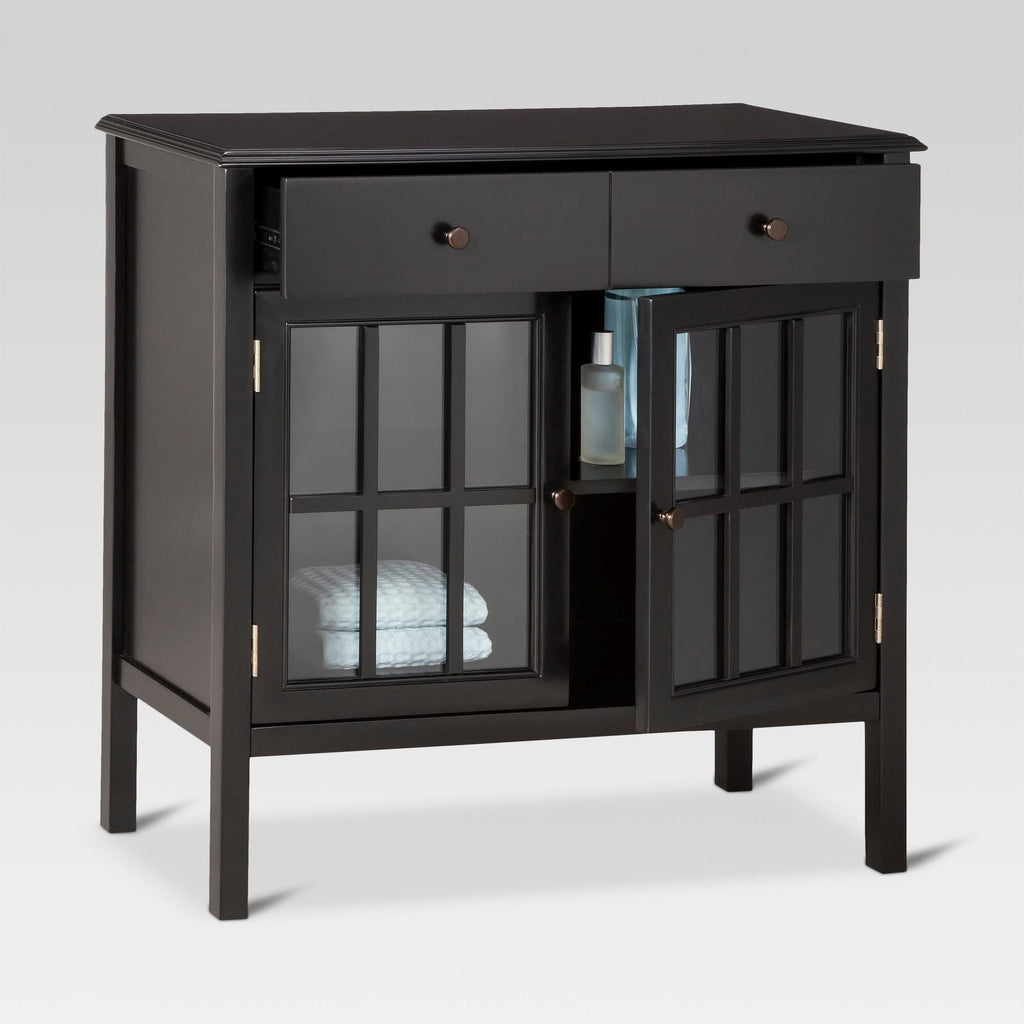 2 Door Cabinet with Drawers, Black F356472