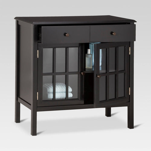 2 Door Cabinet with Drawers, Black F356472