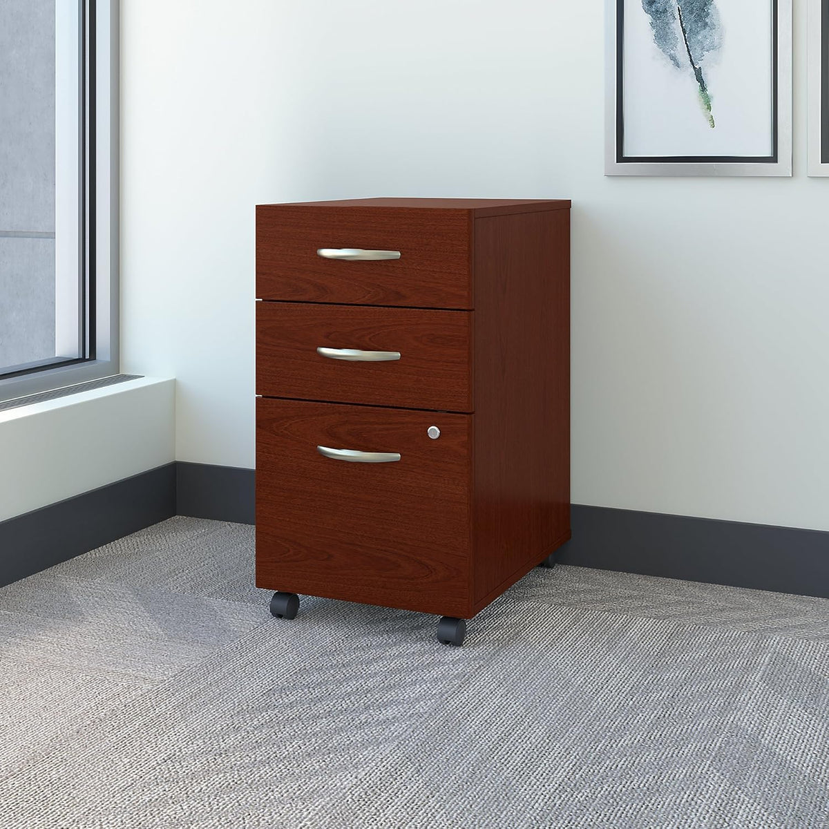 3 Drawer Mobile File Cabinet in Hansen Cherry G594